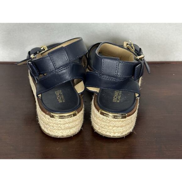 Michael Kors Cunningham Strappy Espadrille Sandal Women's 5.5M Black & Gold - Picture 5 of 9